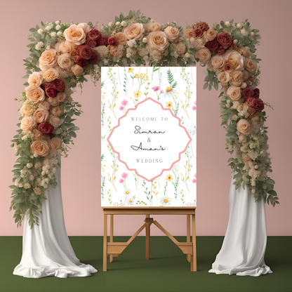 Wildflower Pink Entrance Board Digital Download - Online Template