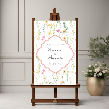 Wildflower Pink Entrance Board Digital Download - Online Template