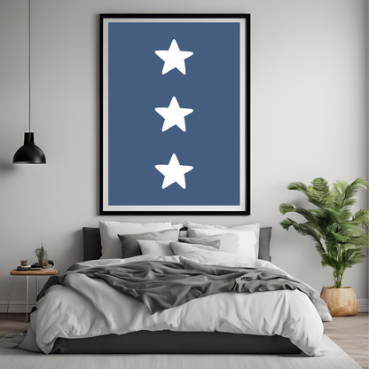 Blue 3 Star Nursery Print Wall Art Digital Download