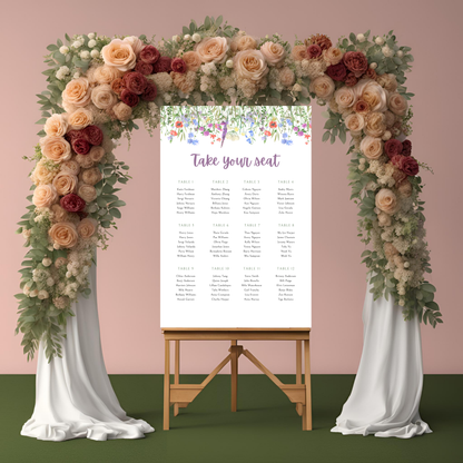 Wildflower Purple Seating Plan Digital Download - Online Template