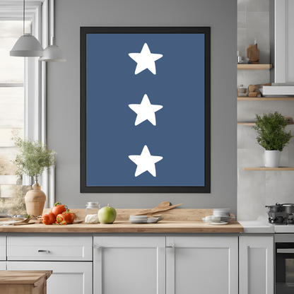 Blue 3 Star Nursery Print Wall Art Digital Download