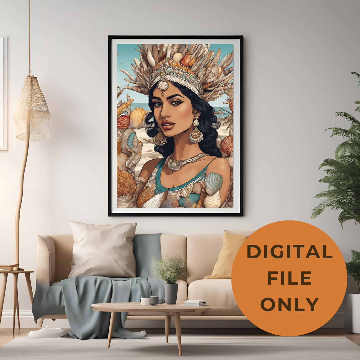 South Asian Art - Boho Beach Summer Aesthetic Desi Girl Printable Wall Art