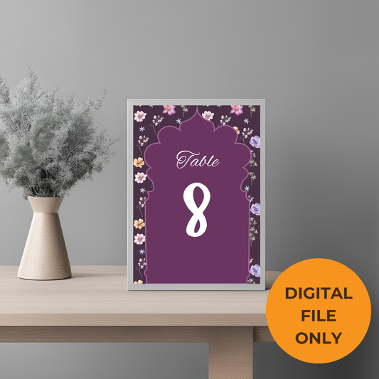 Purple Table Number Digital Download - Online Template