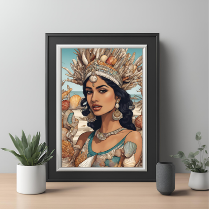 South Asian Art - Boho Beach Summer Aesthetic Desi Girl Printable Wall Art