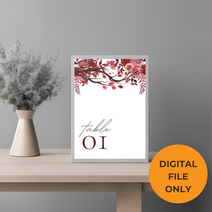 Blossom Table Number Digital Download - Online Template