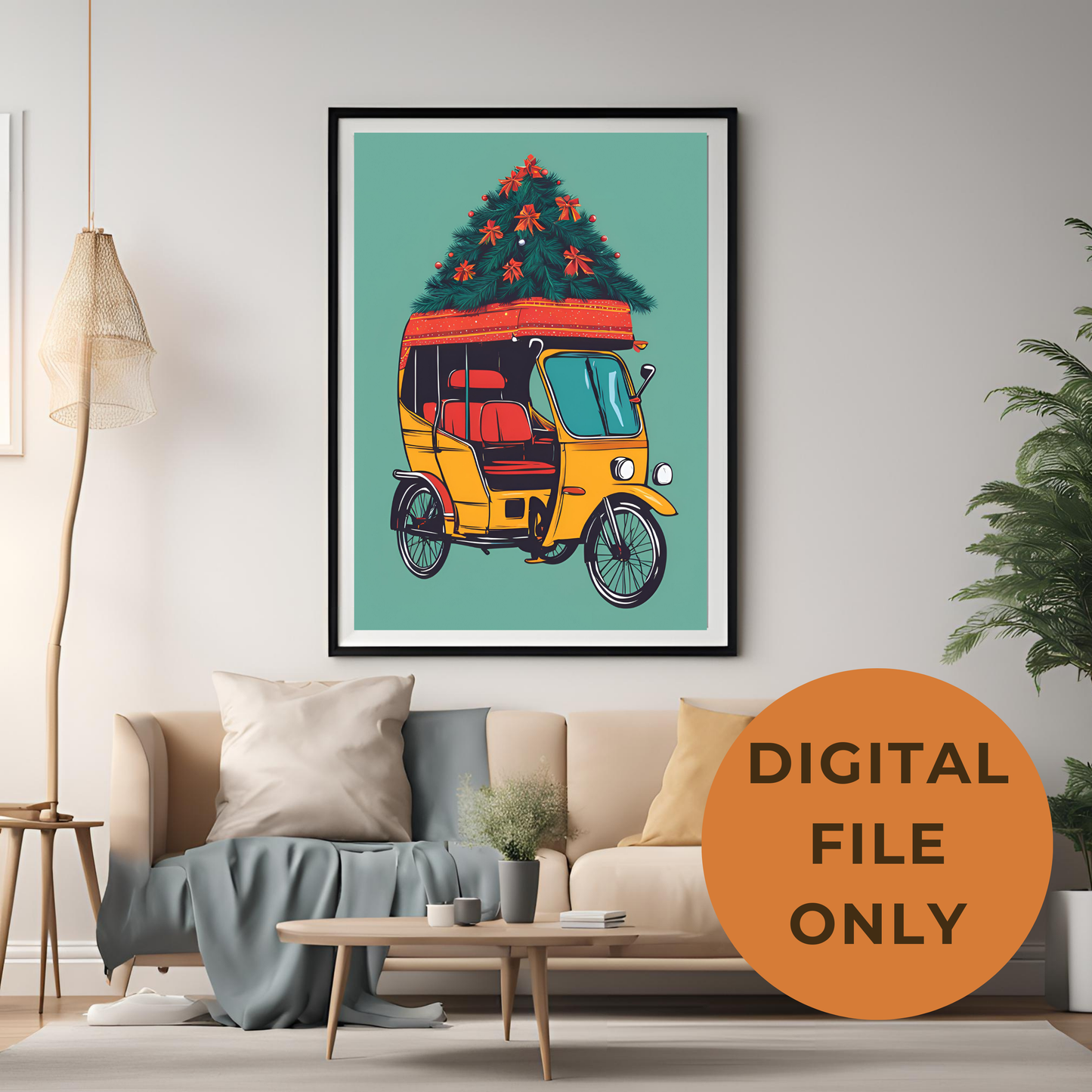 Christmas Rickshaw Wall Art Digital Download