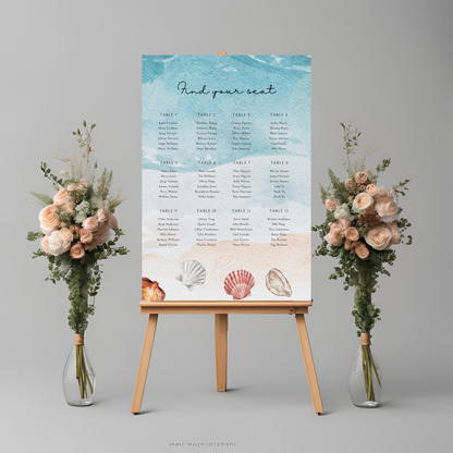 Destination Wedding Beach Seating Plan Digital Download - Online Template