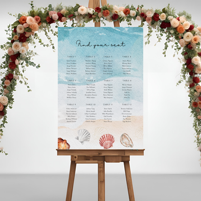 Destination Wedding Beach Seating Plan Digital Download - Online Template