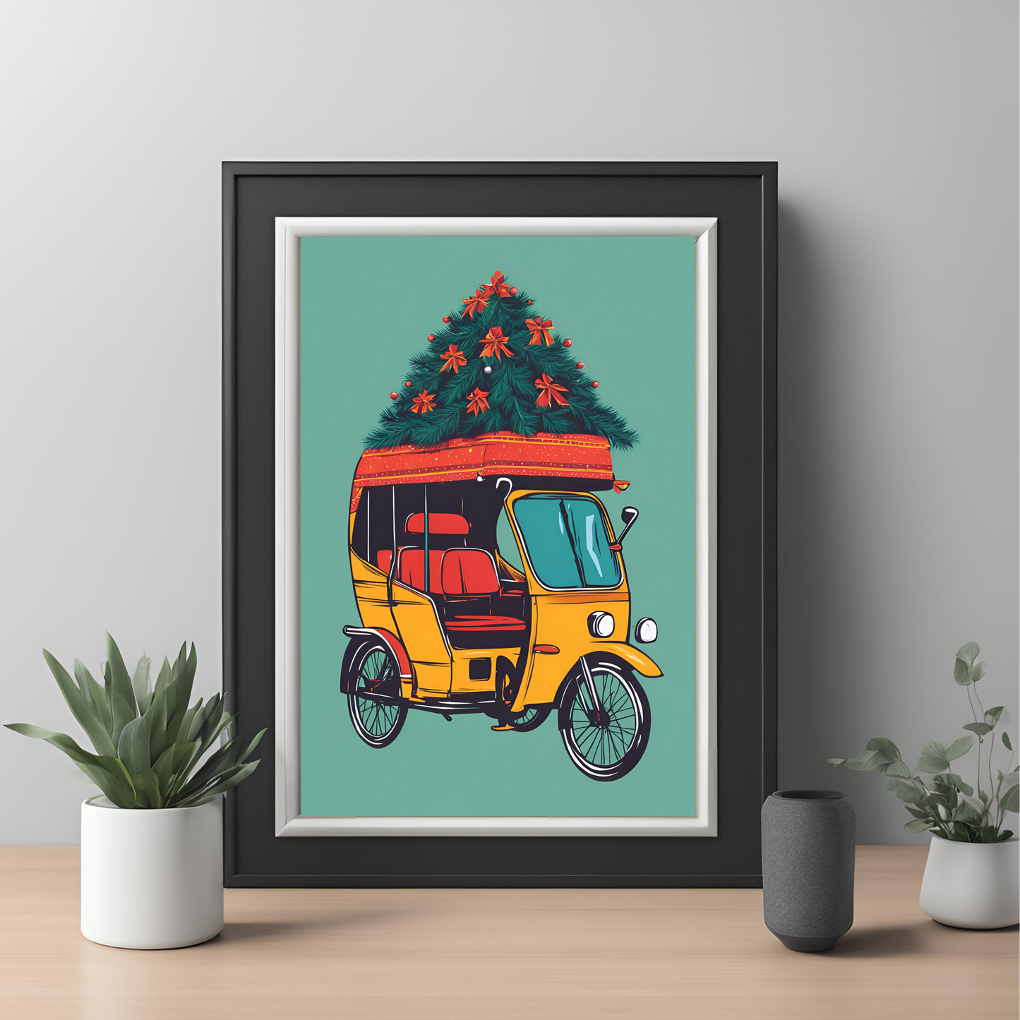 Christmas Rickshaw Wall Art Digital Download