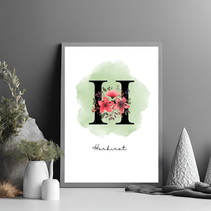 Floral Letter Nursery Customisable Print Digital Template