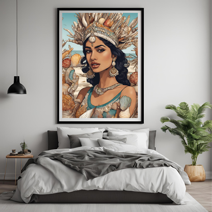 South Asian Art - Boho Beach Summer Aesthetic Desi Girl Printable Wall Art