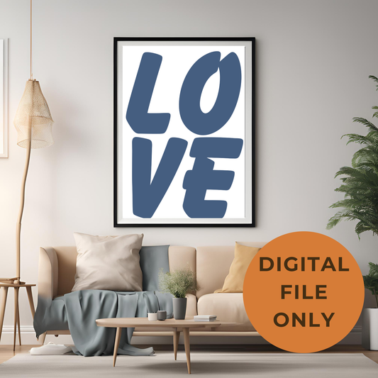 Love Print White Wall Art Digital Download