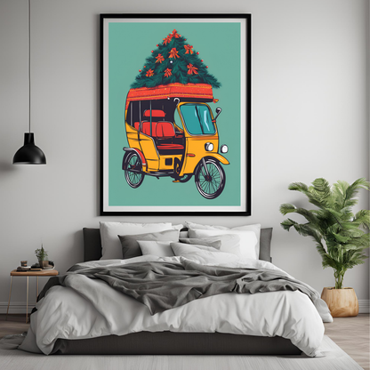 Christmas Rickshaw Wall Art Digital Download