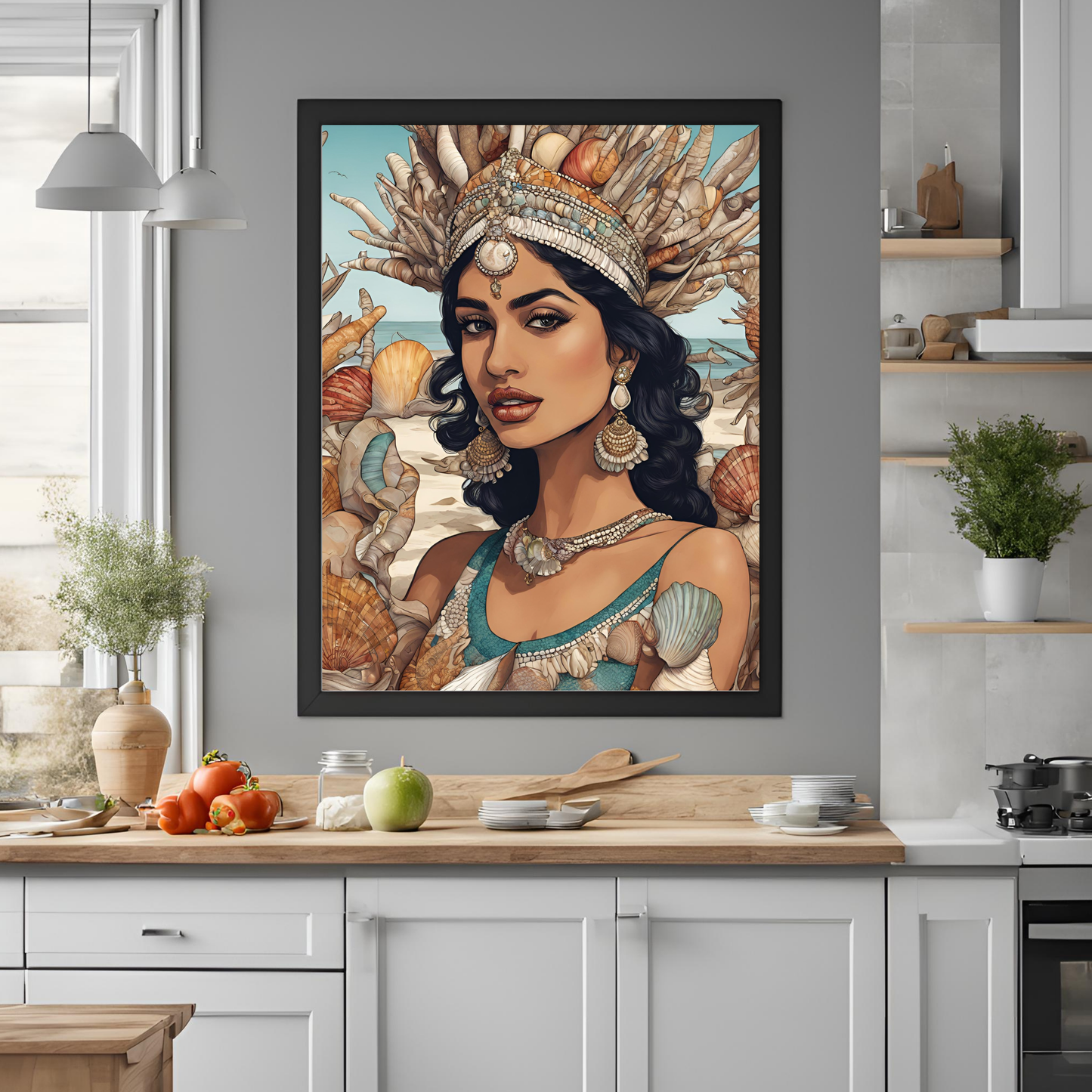 South Asian Art - Boho Beach Summer Aesthetic Desi Girl Printable Wall Art