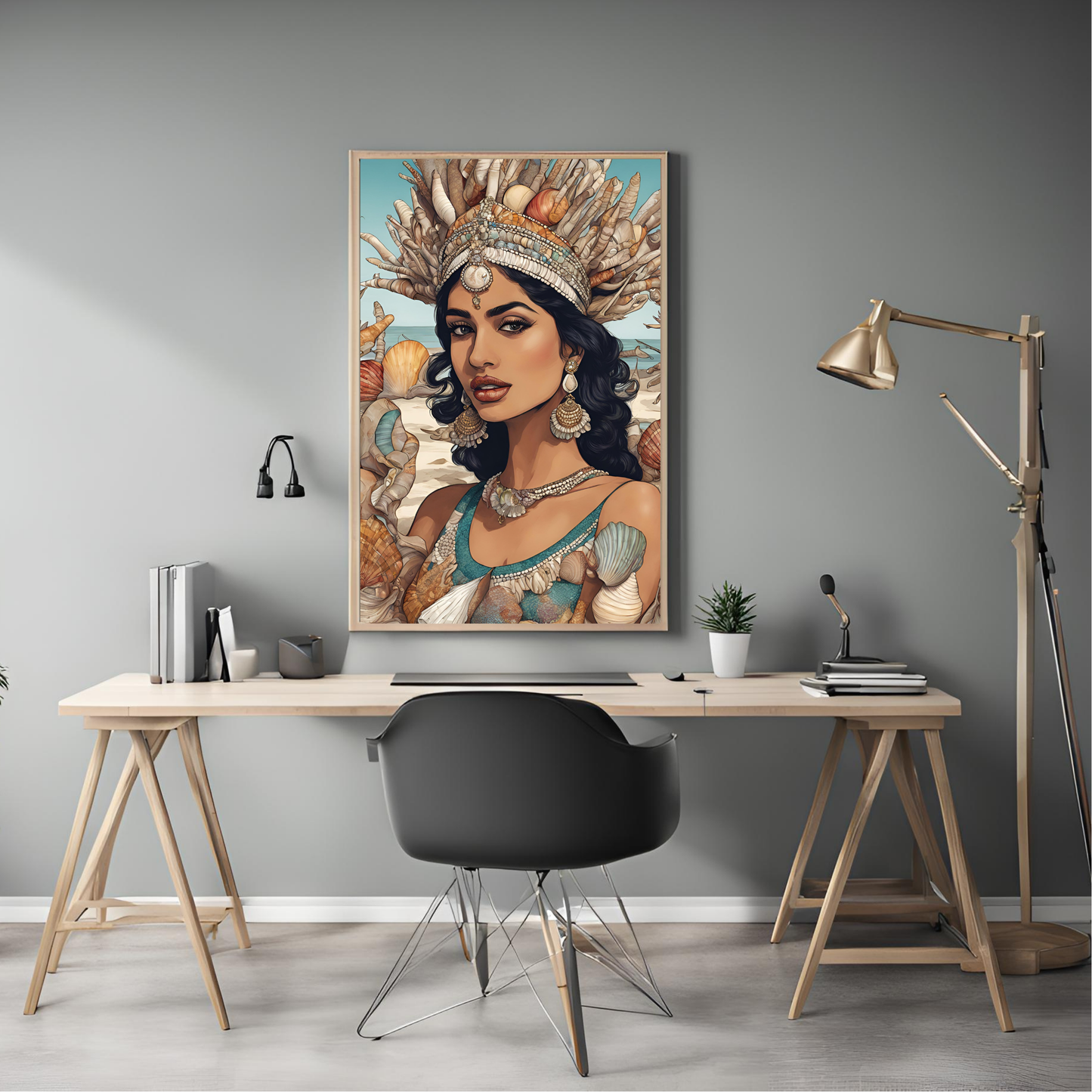 South Asian Art - Boho Beach Summer Aesthetic Desi Girl Printable Wall Art