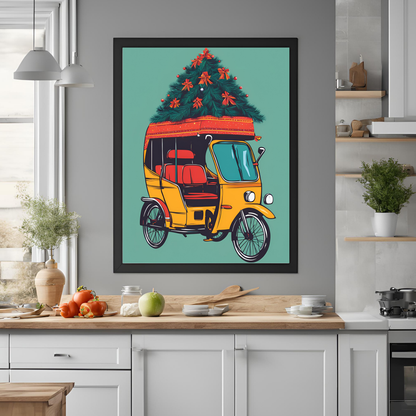 Christmas Rickshaw Wall Art Digital Download