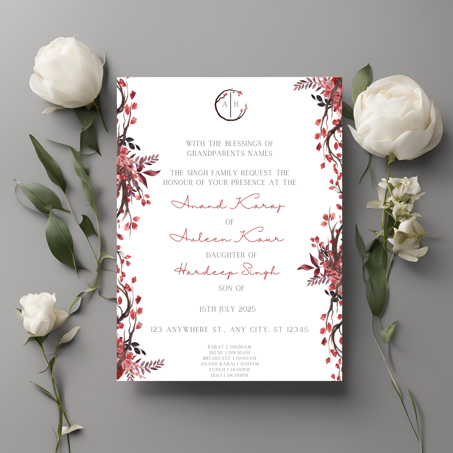 Blossom Invite Inserts Digital Download 6pcs - Online Template