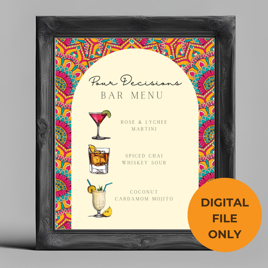 desi editable online colourful bar menu digital template 