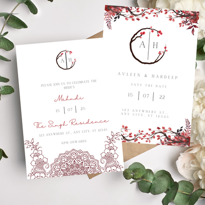 Blossom Invite Inserts Digital Download 6pcs - Online Template