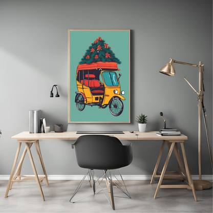 Christmas Rickshaw Wall Art Digital Download