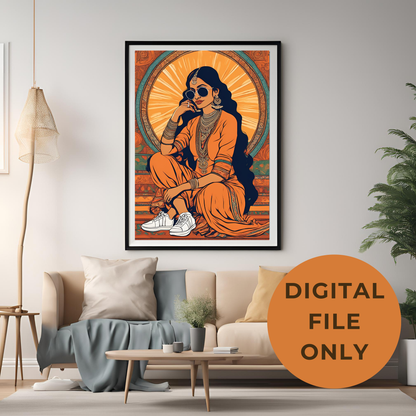 Indian Girl Sneaker Wall Art Digital Download