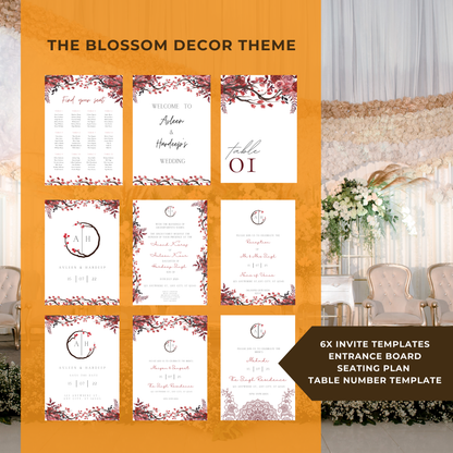 Blossom Invite Inserts Digital Download 6pcs - Online Template