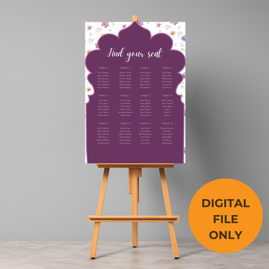 Purple Seating Plan Digital Download - Online Template