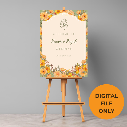 Sage Green Sunflower Entrance Board Digital Download - Online Template