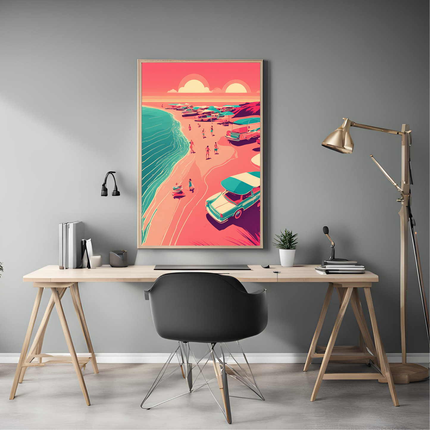 Retro Travel Aesthetic Colourful Beach Poster - Wall Art Printable Download