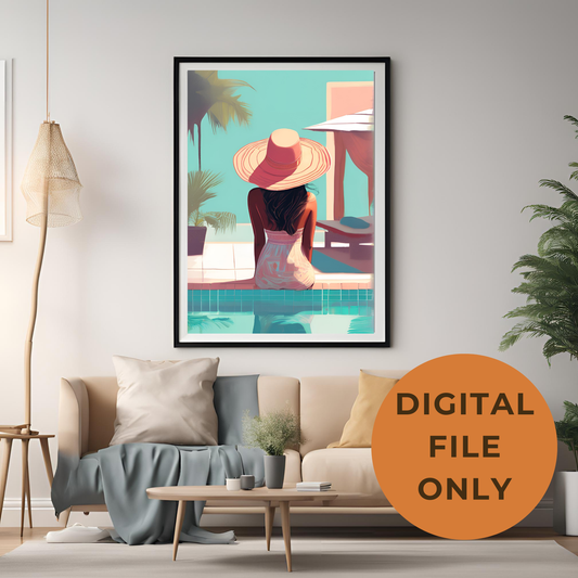 South Asian Art - Desi Girl Boho Beach Summer Aesthetic Printable Wall Art