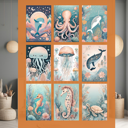 Under The Sea Nursery Wall Art Digital Download Pack - 26pcs