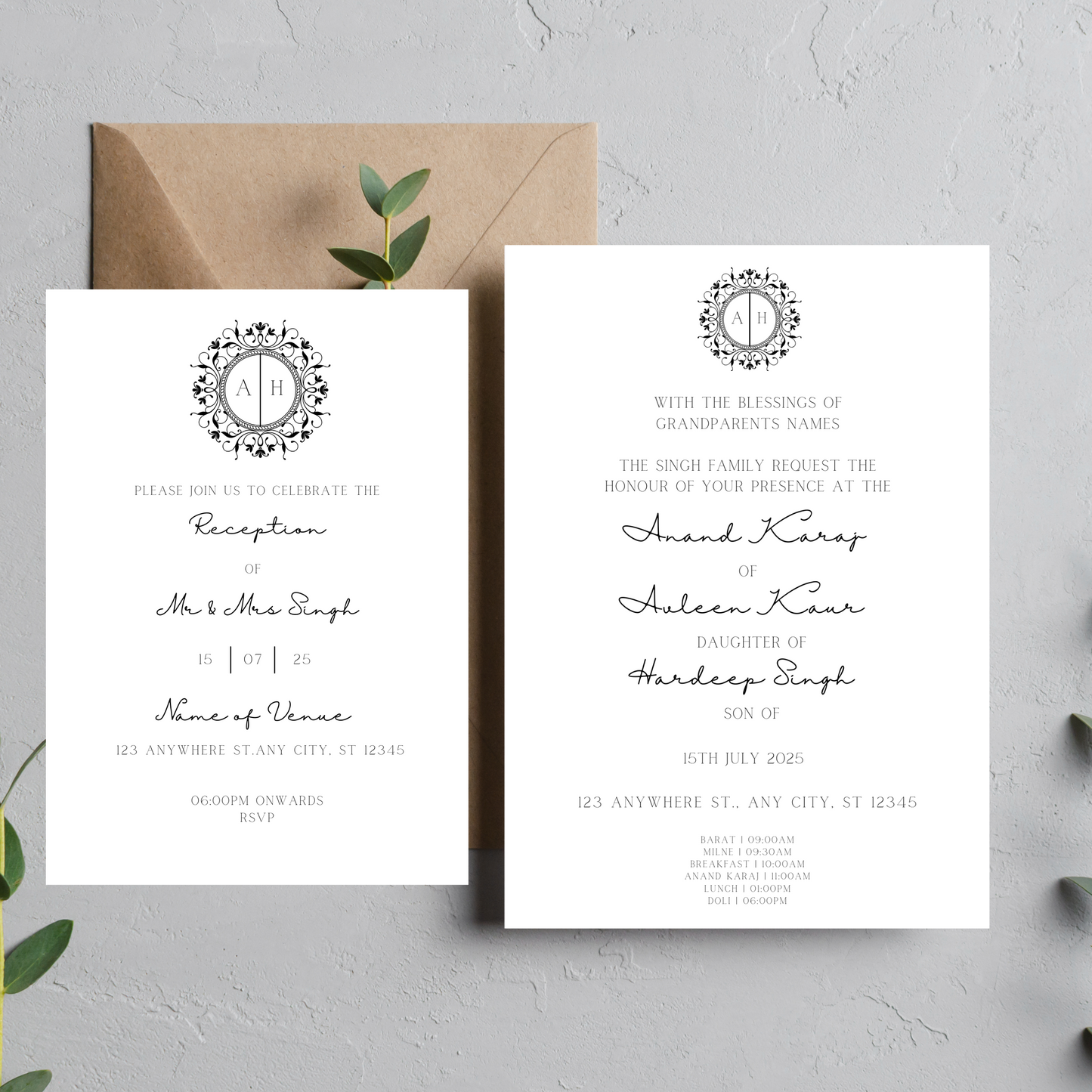 Minimalist Invite Inserts Digital Download 6pcs - Online Template