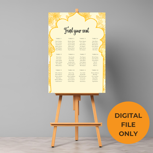 Yellow Seating Plan Digital Download