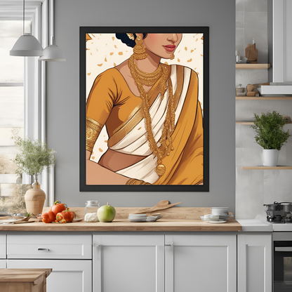 Indian Girl White Saree Wall Art Digital Download