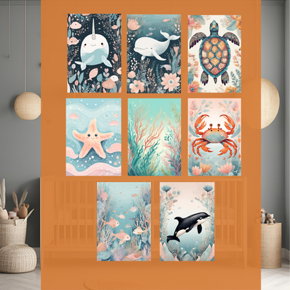 Under The Sea Nursery Wall Art Digital Download Pack - 26pcs