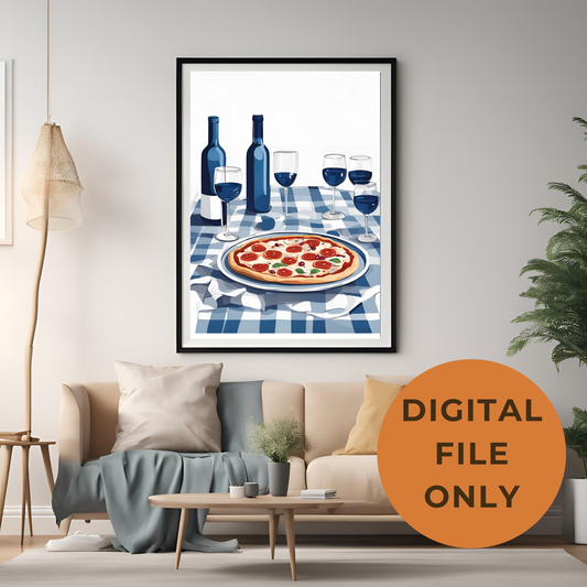 Blue Picnic Wall Art Digital Download