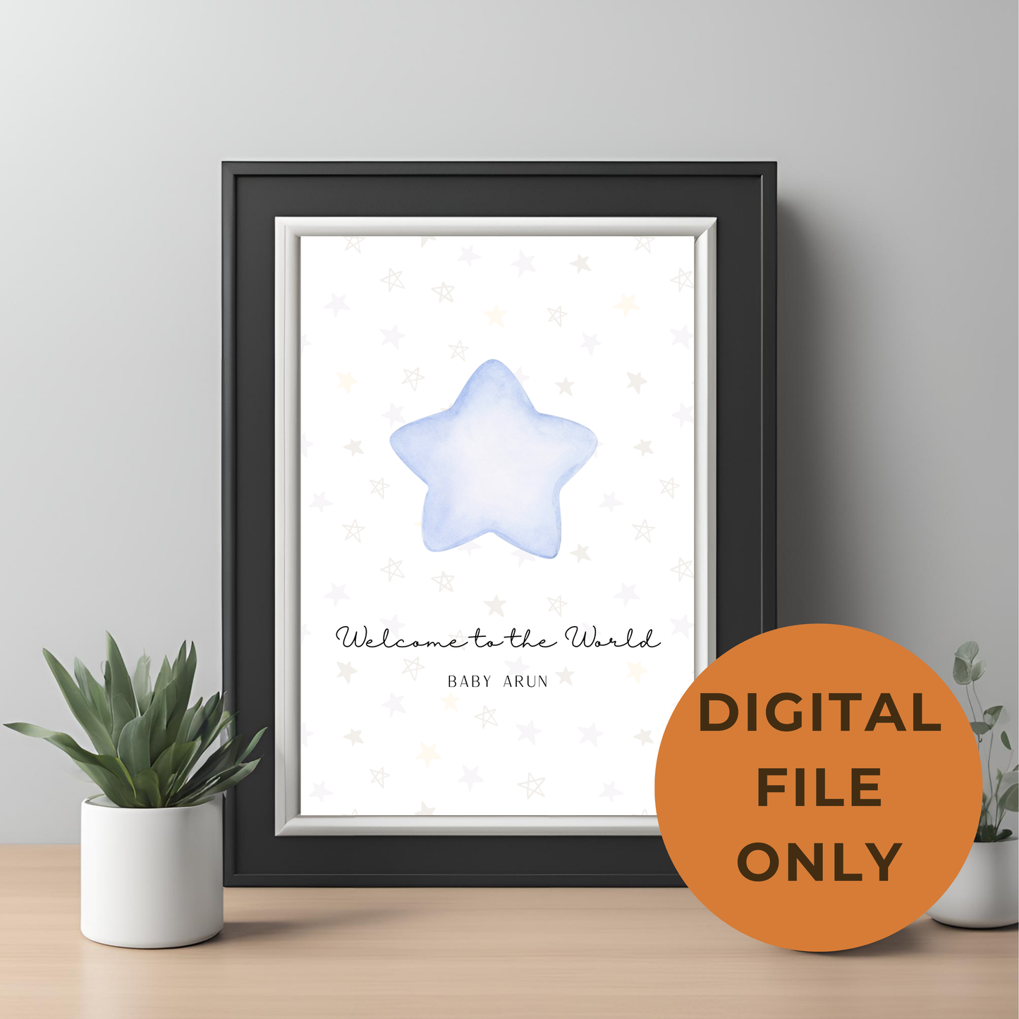 Star Baby Blue Customisable Print Digital Template