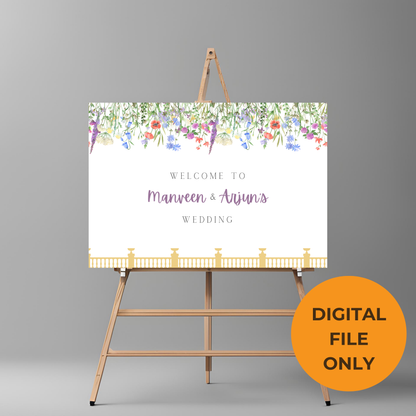 Wildflower Purple Entrance Board Digital Download - Online Template