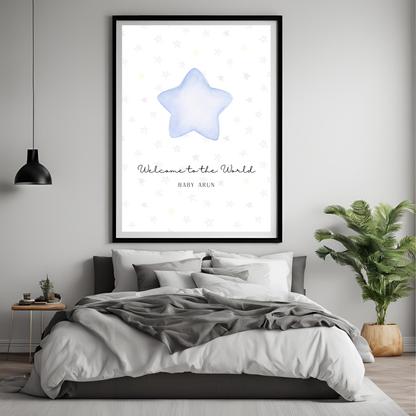 Star Baby Blue Customisable Print Digital Template