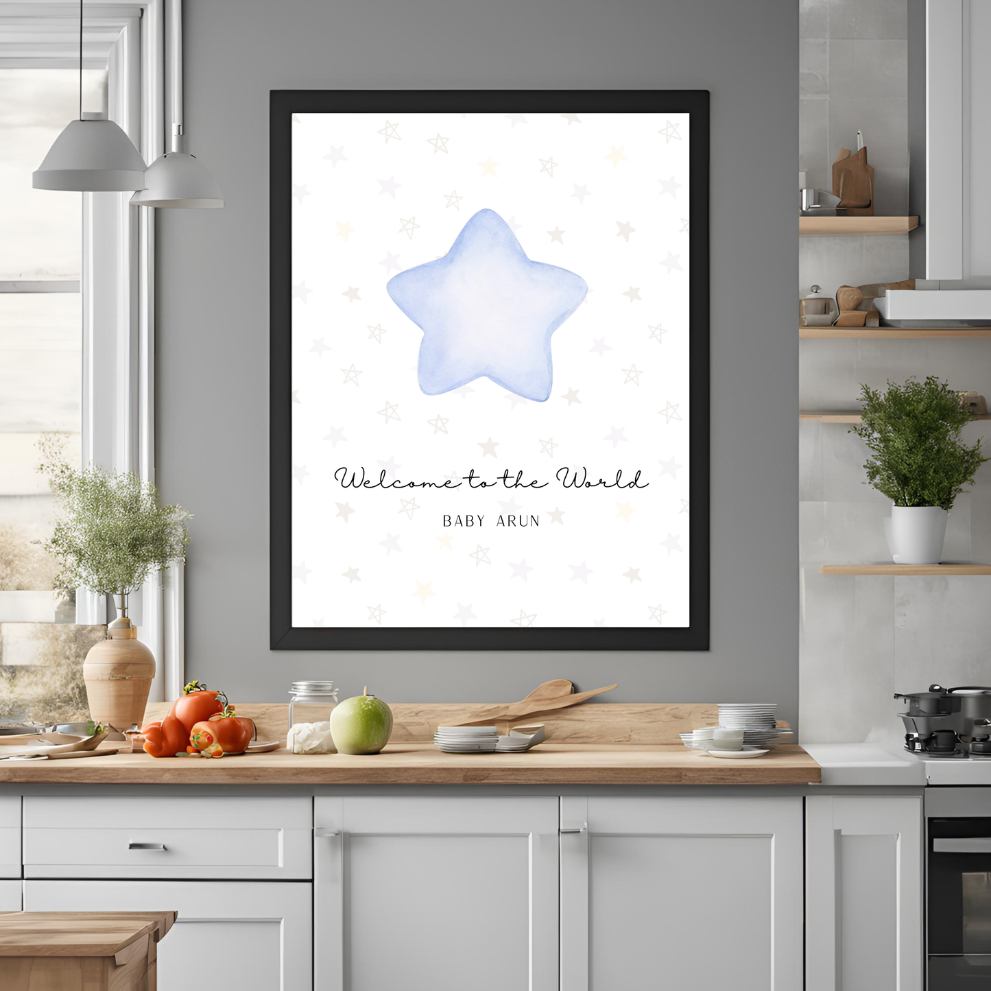 Star Baby Blue Customisable Print Digital Template