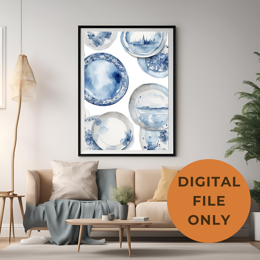 Blue Plates Wall Art Digital Download