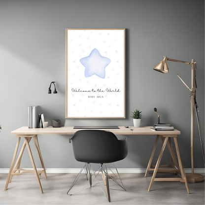 Star Baby Blue Customisable Print Digital Template