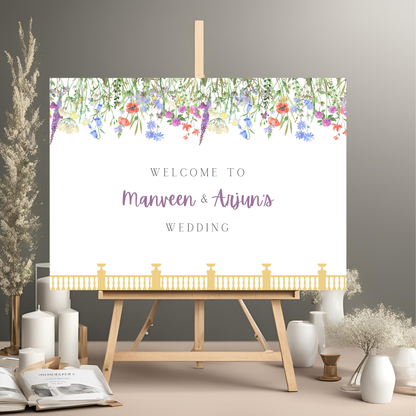 Wildflower Purple Entrance Board Digital Download - Online Template