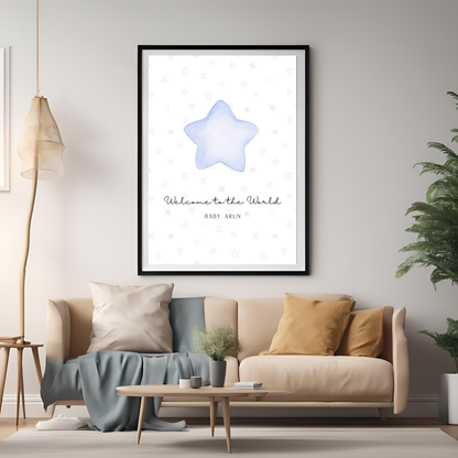 Star Baby Blue Customisable Print Digital Template