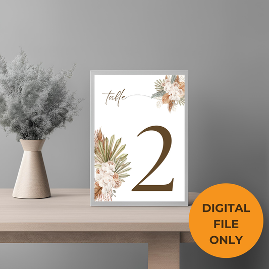 Green Tropical Table Number Digital Download - Online Template