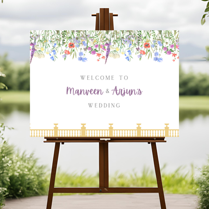 Wildflower Purple Entrance Board Digital Download - Online Template