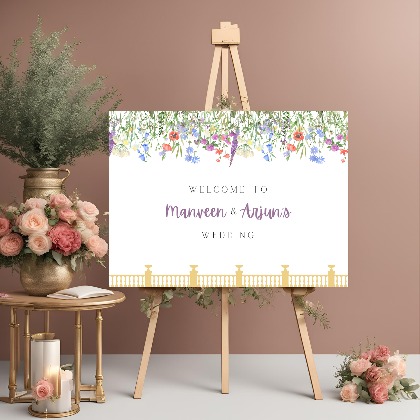 Wildflower Purple Entrance Board Digital Download - Online Template