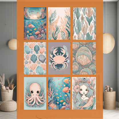 Under The Sea Nursery Wall Art Digital Download Pack - 26pcs