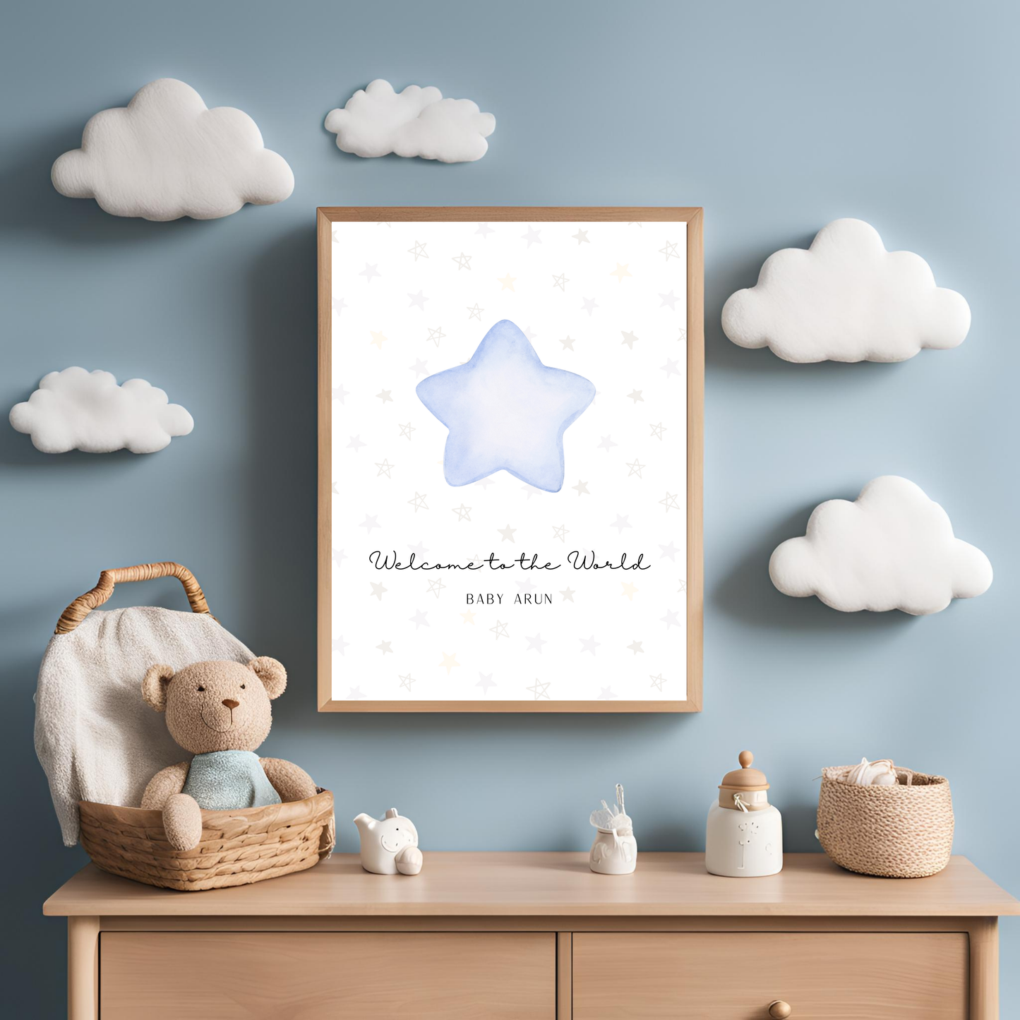 Star Baby Blue Customisable Print Digital Template