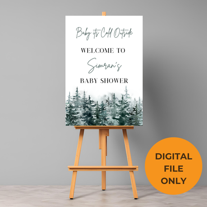 Snowy Wonderland Baby Shower Welcome Sign